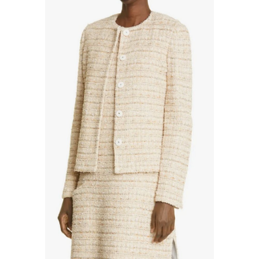 💕ST. JOHN💕 Space Dye Tweed Knit Jacket ~ Neutral Multi-Color 12 NWOT